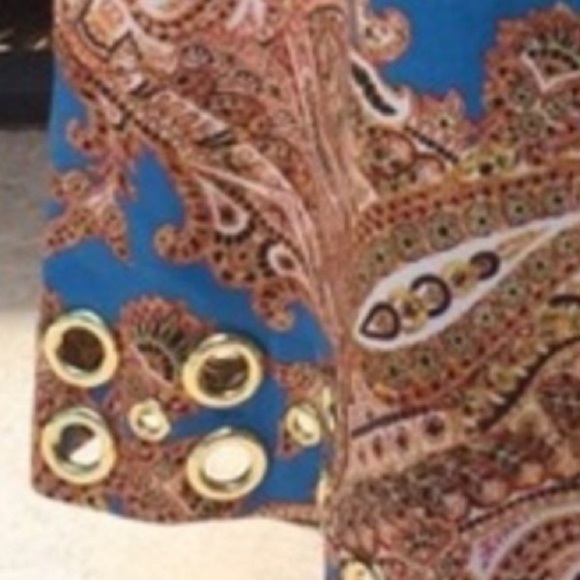 Marciano by Guess size 10 blue paisley print mini with gold grommets - Picture 2 of 5